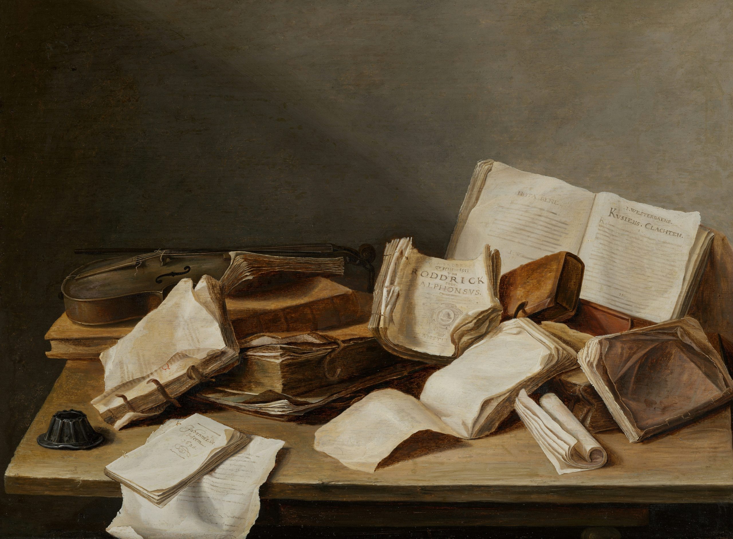 Still Life with Books and a Violin